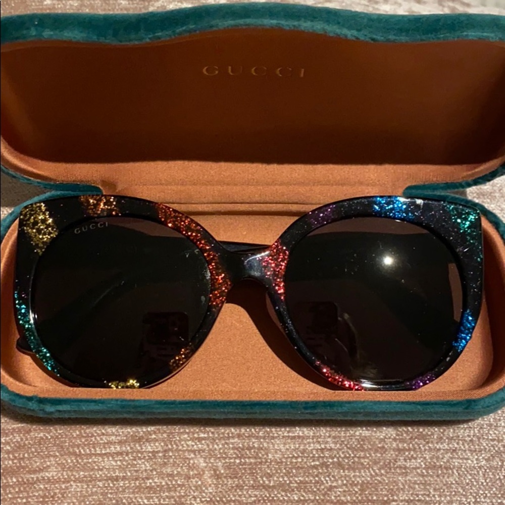 Gucci Glitter Stripe Cat Eye Sunglasses